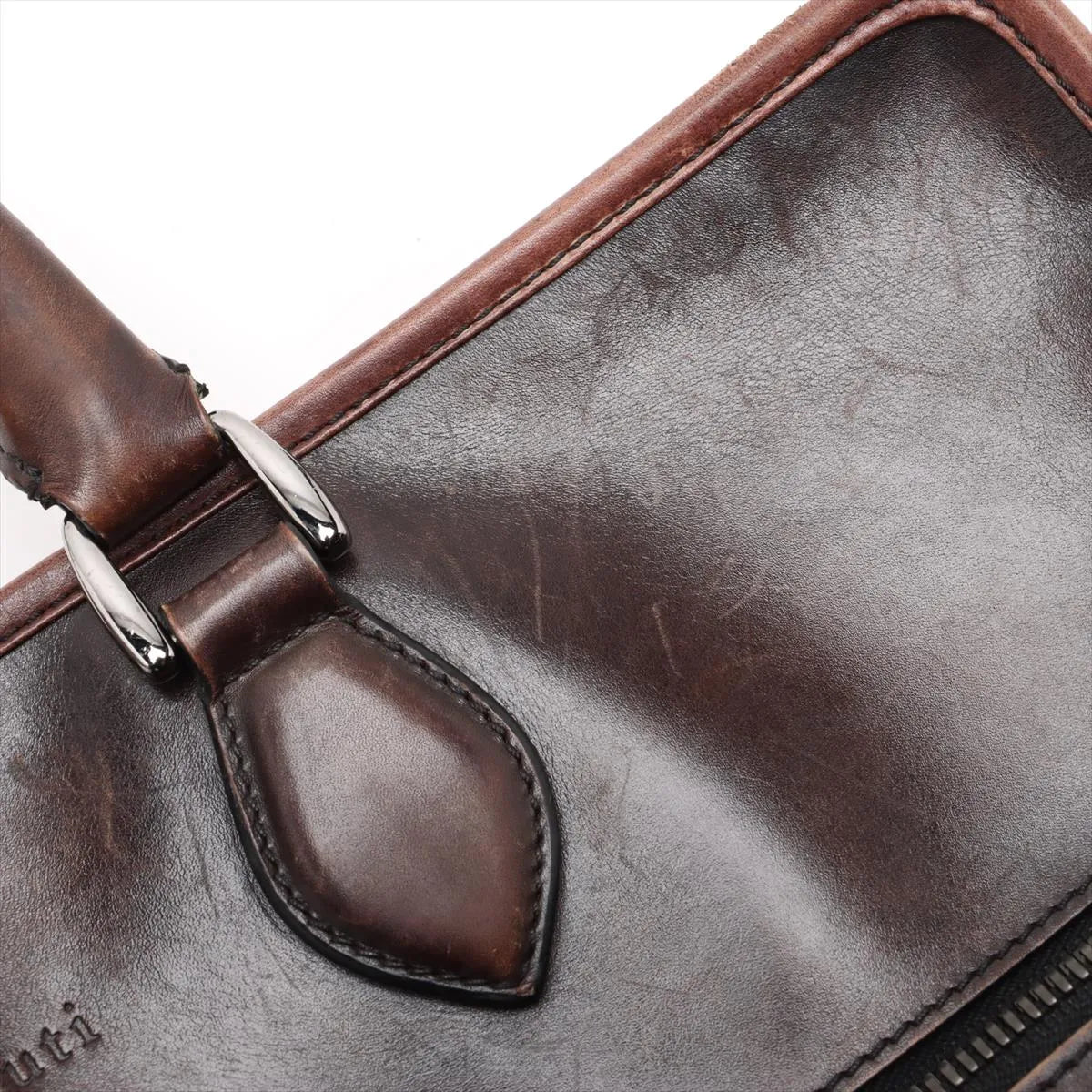 Berluti Calligraphy Leather Business Bag Brown