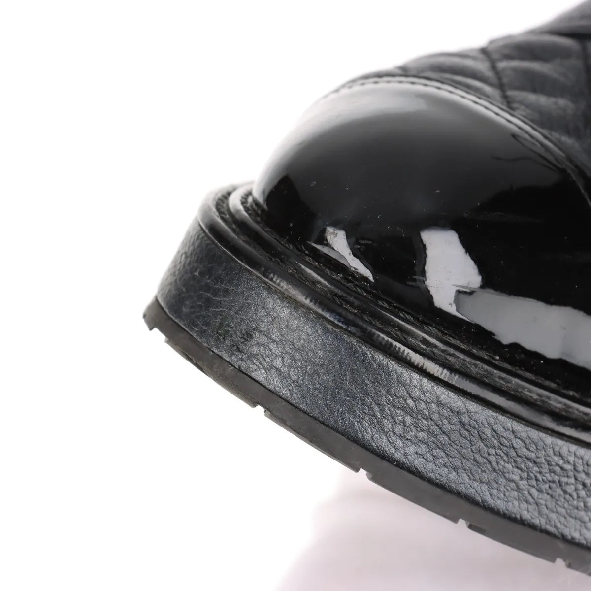 Chanel Logo Matelasse Leather Short Ladies Boots Black