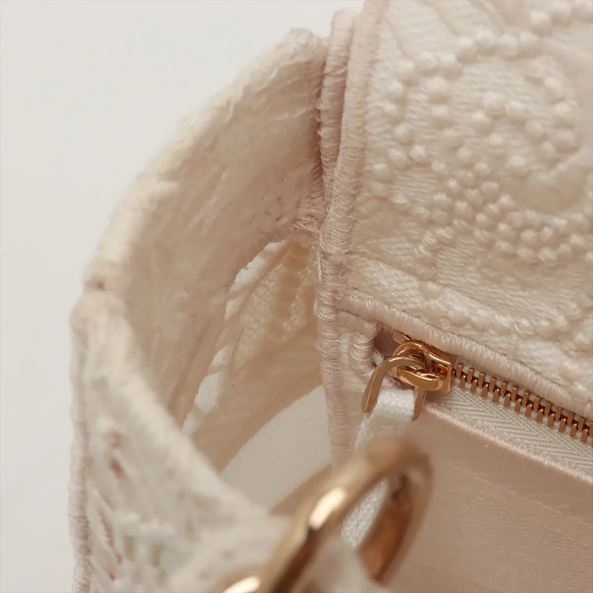 Christian Dior Lady D-Lite Medium Embroided Lace Two-Way Handbag White
