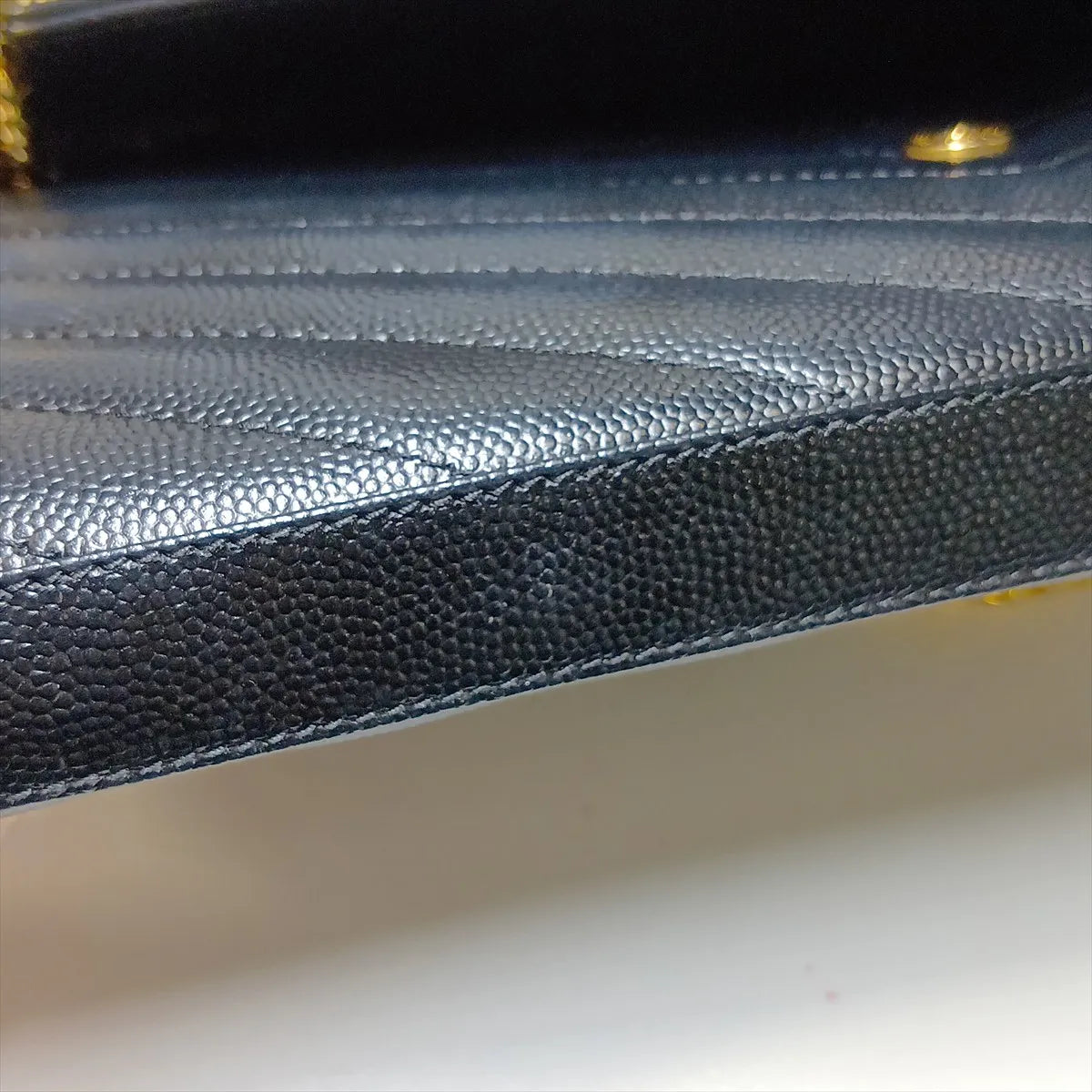 Saint Laurent Paris Cassandre Leather Wallet on Chain Black