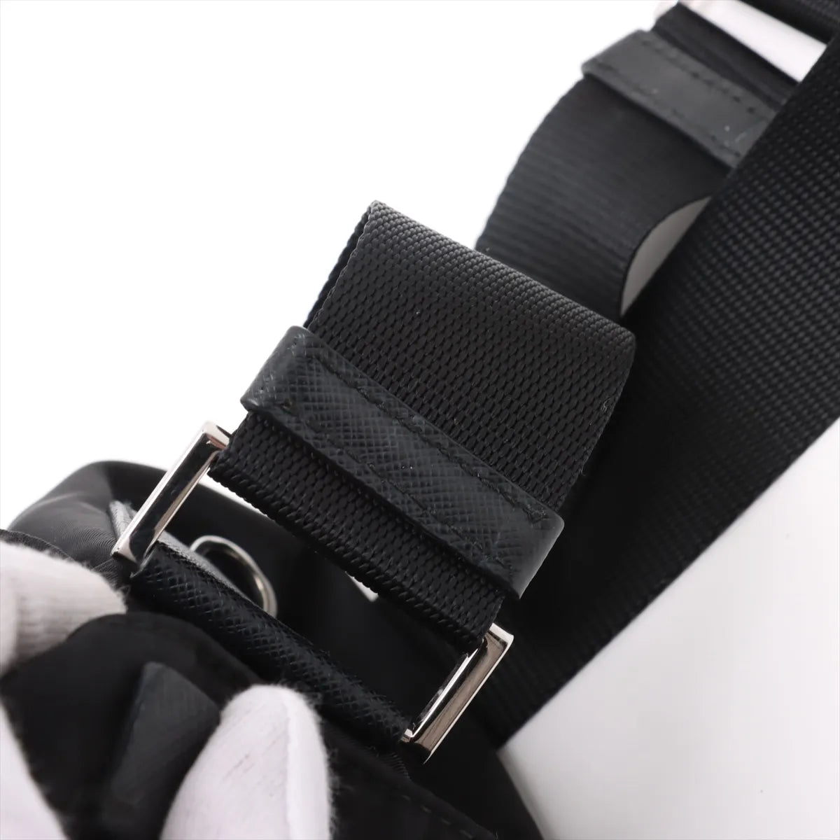 Prada Tessuto Nylon Leather Shoulder Bag Black