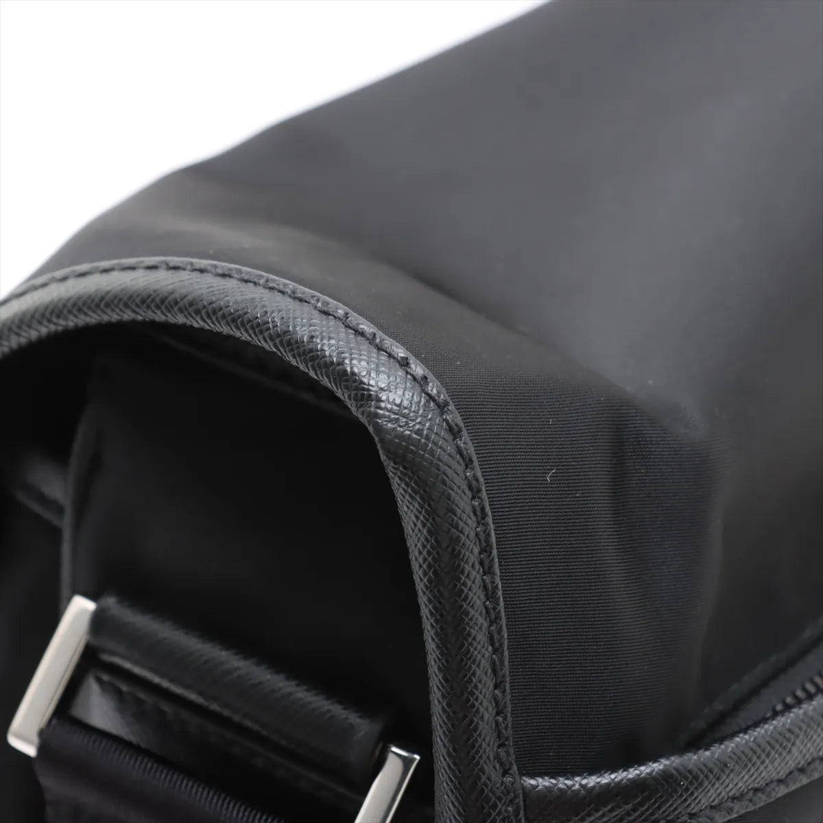 Prada Tessuto Nylon Leather Shoulder Bag Black