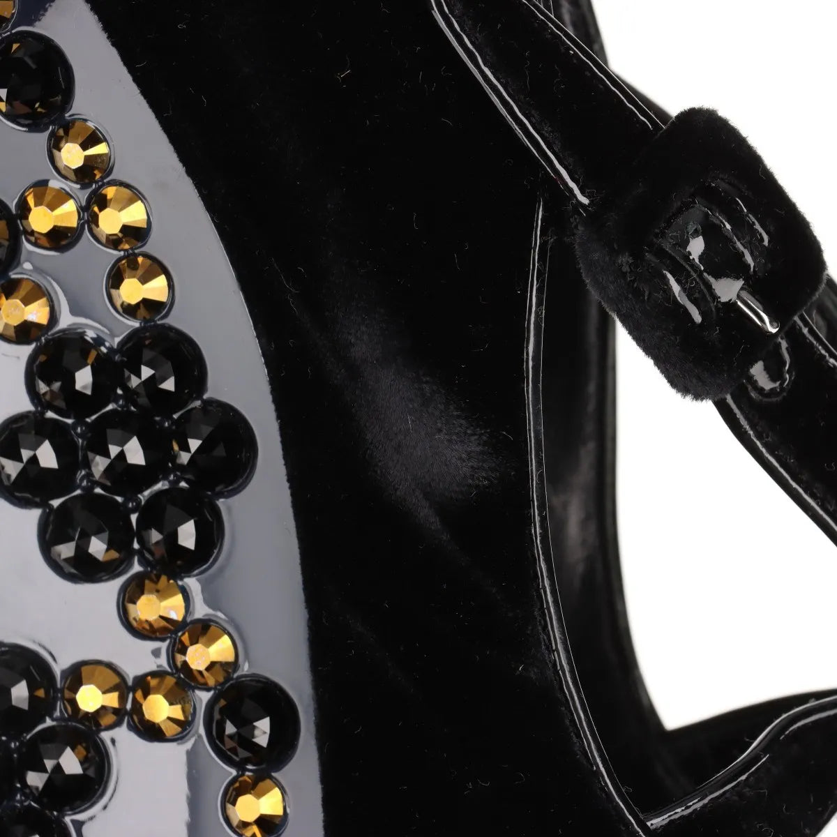 Louis Vuitton Veau Velours Strap Wedge Stud Pumps Black