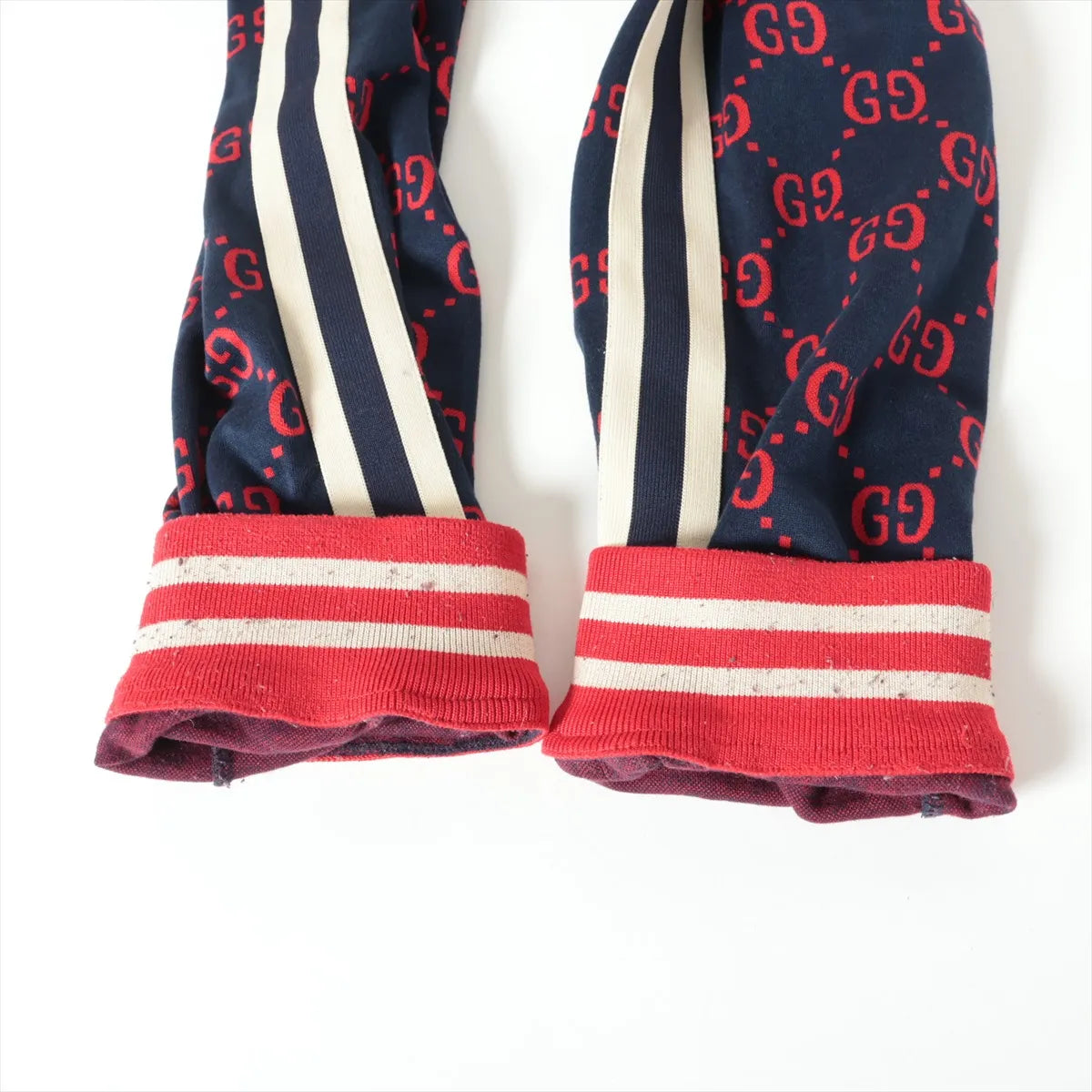 Gucci GG Jacquard Cotton Track Pants Navy Blue x Red