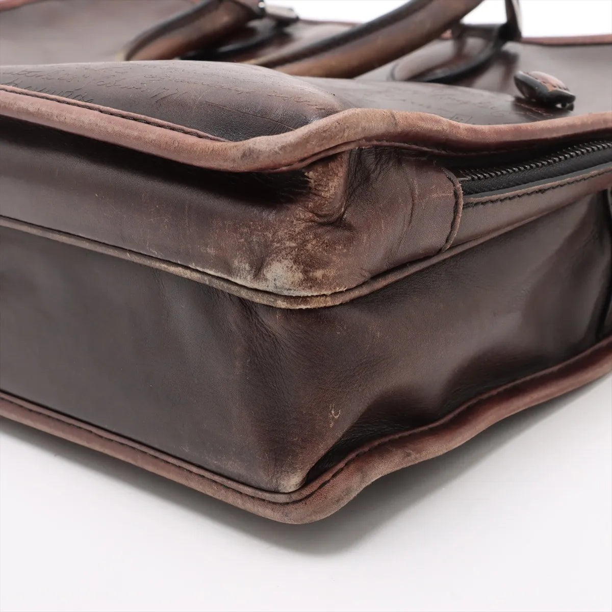Berluti Calligraphy Leather Business Bag Brown