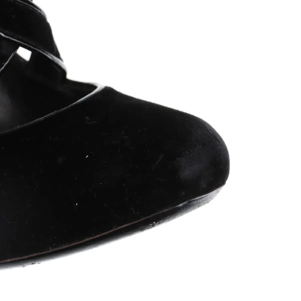 Louis Vuitton Veau Velours Strap Wedge Stud Pumps Black
