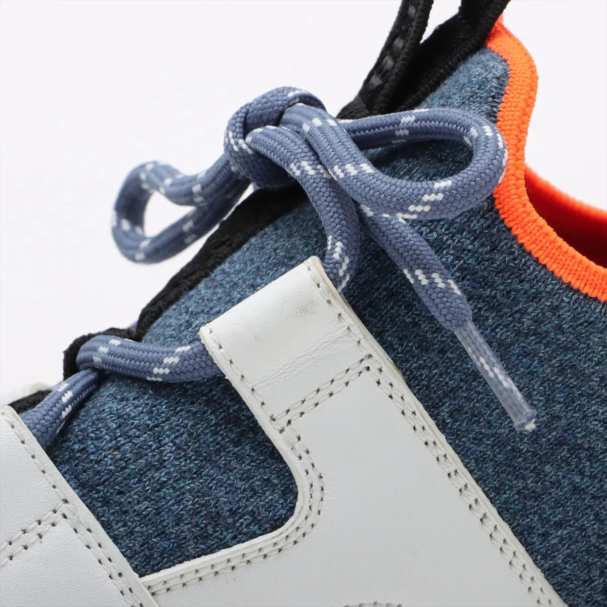 Hermes Duel Knit × Leather Sneakers Blue x White