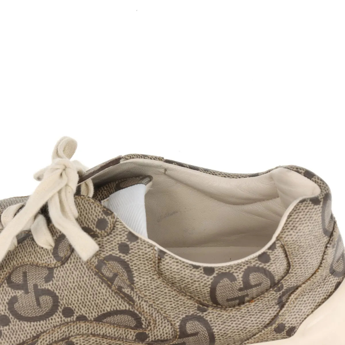 Gucci Rhyton Leather Sneakers Mens Beige