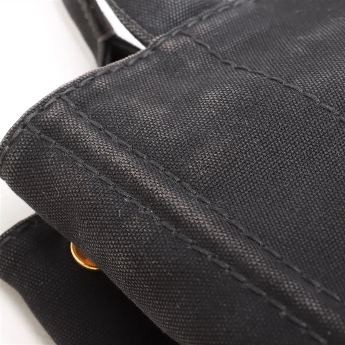 Prada Canapa Canvas x Leather Two-Way Handbag Black