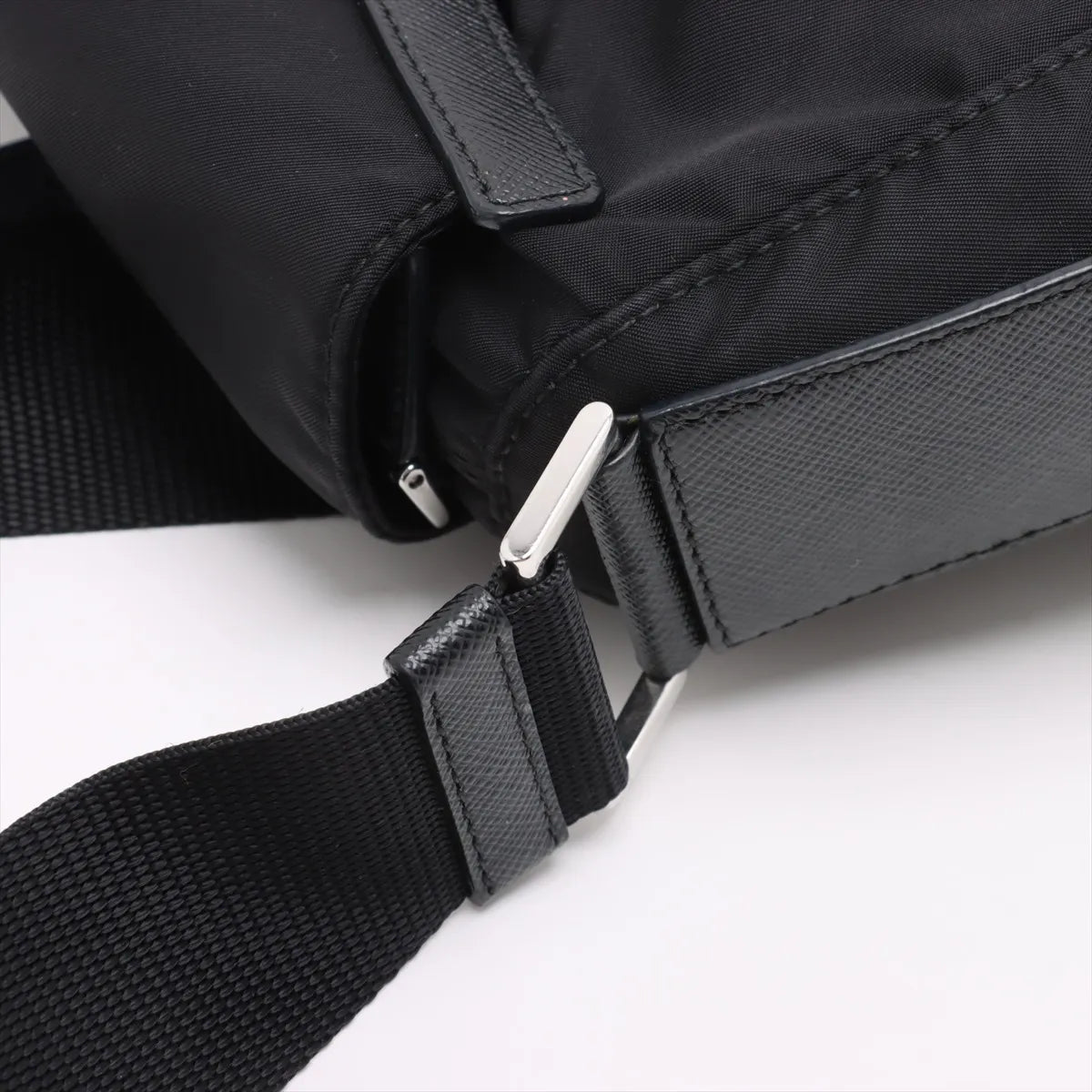 Prada Tessuto Nylon Leather Shoulder Bag Black