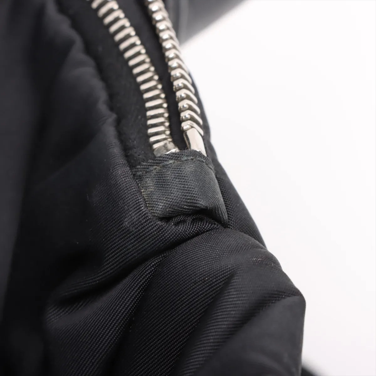 Prada Tessuto Bomber Nylon Leather Handbag Black