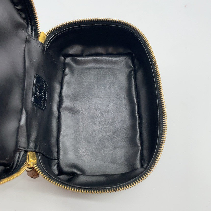 Gucci Bamboo Leather Vanity Handbag Black