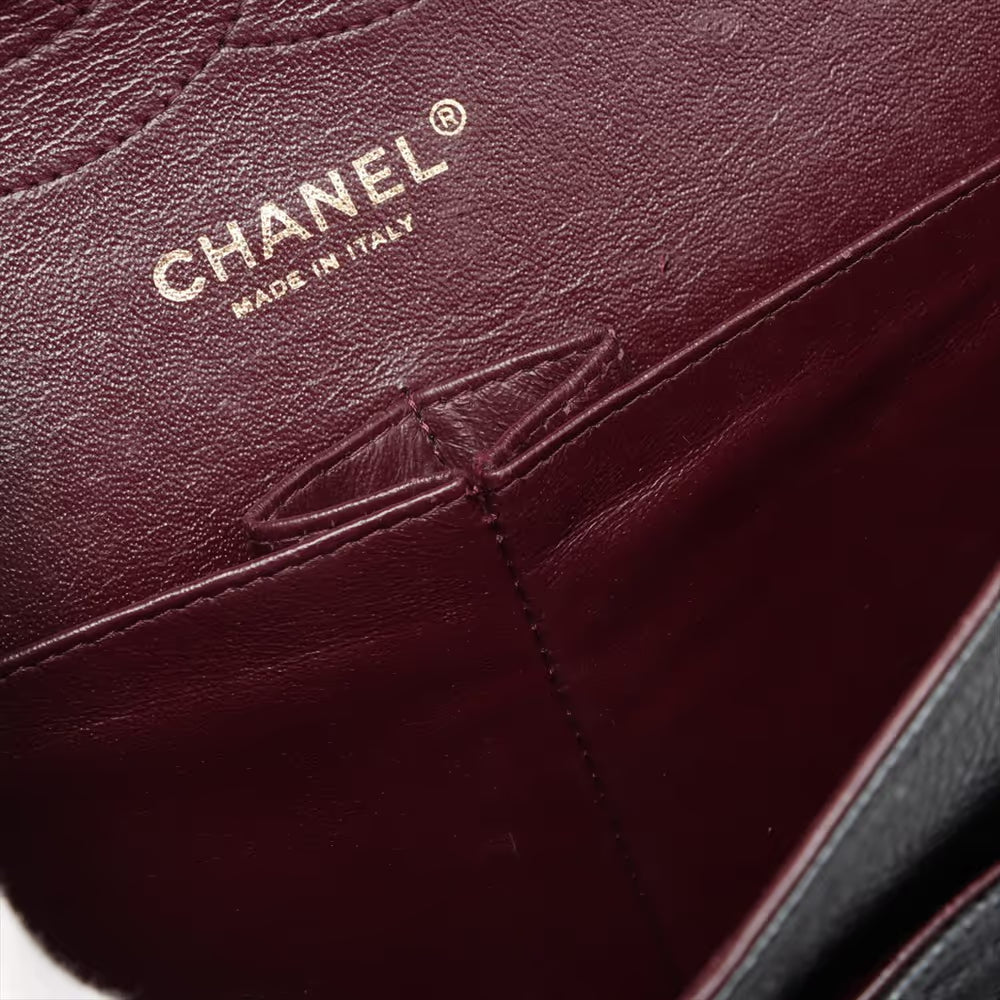 Chanel Demakamatrasse 30 Large Caviar Skin Double Flap Double Chain Bag Black