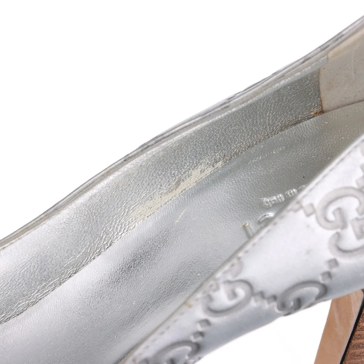 Gucci GG Logo Open-toe Pumps Silver