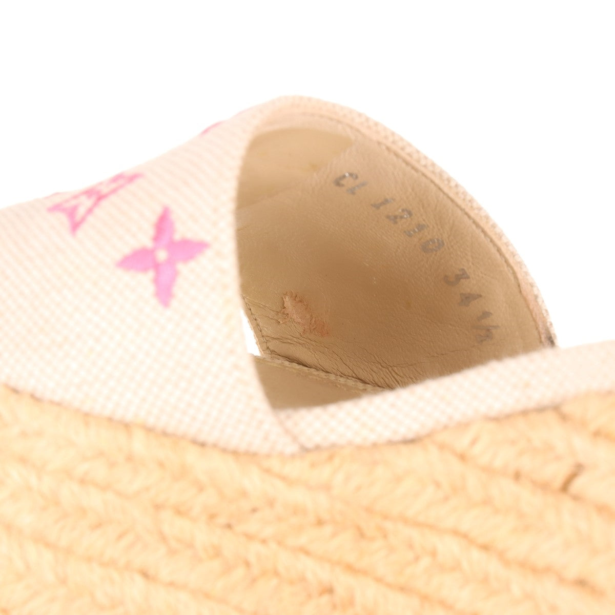 Louis Vuitton Monogram Starboard Espadrille Wedge Sandal White x Pink