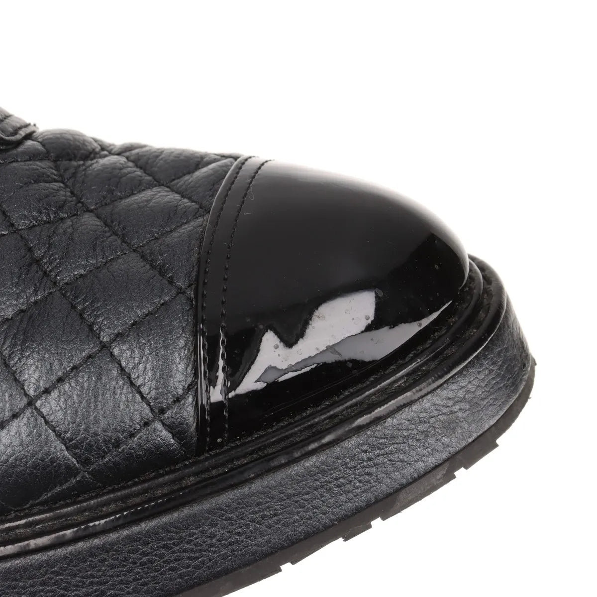 Chanel Logo Matelasse Leather Short Ladies Boots Black