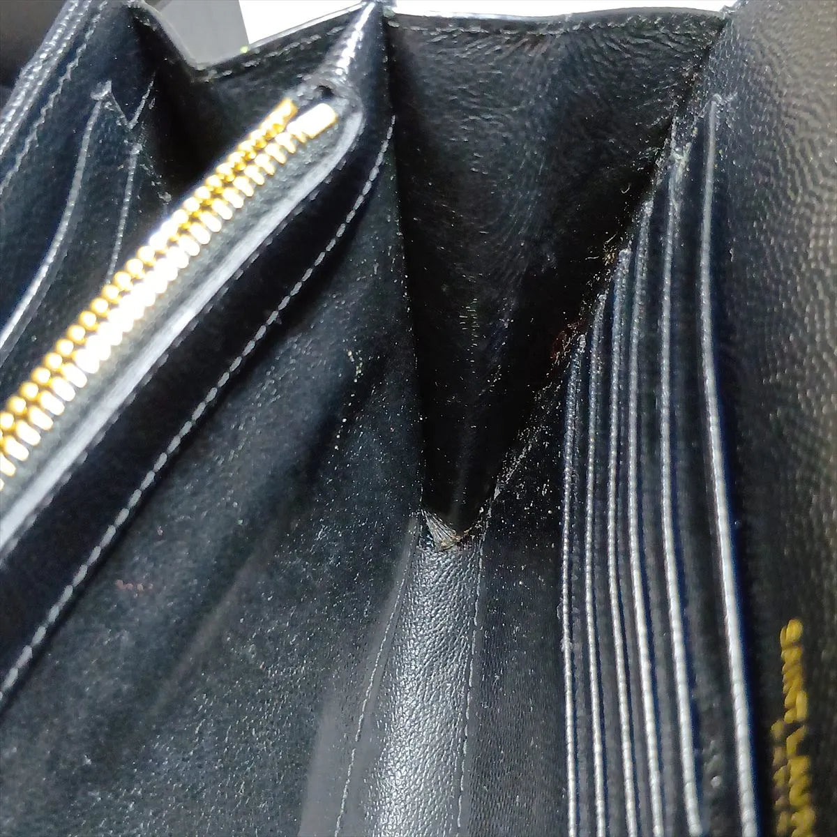 Saint Laurent Paris Cassandre Leather Wallet on Chain Black