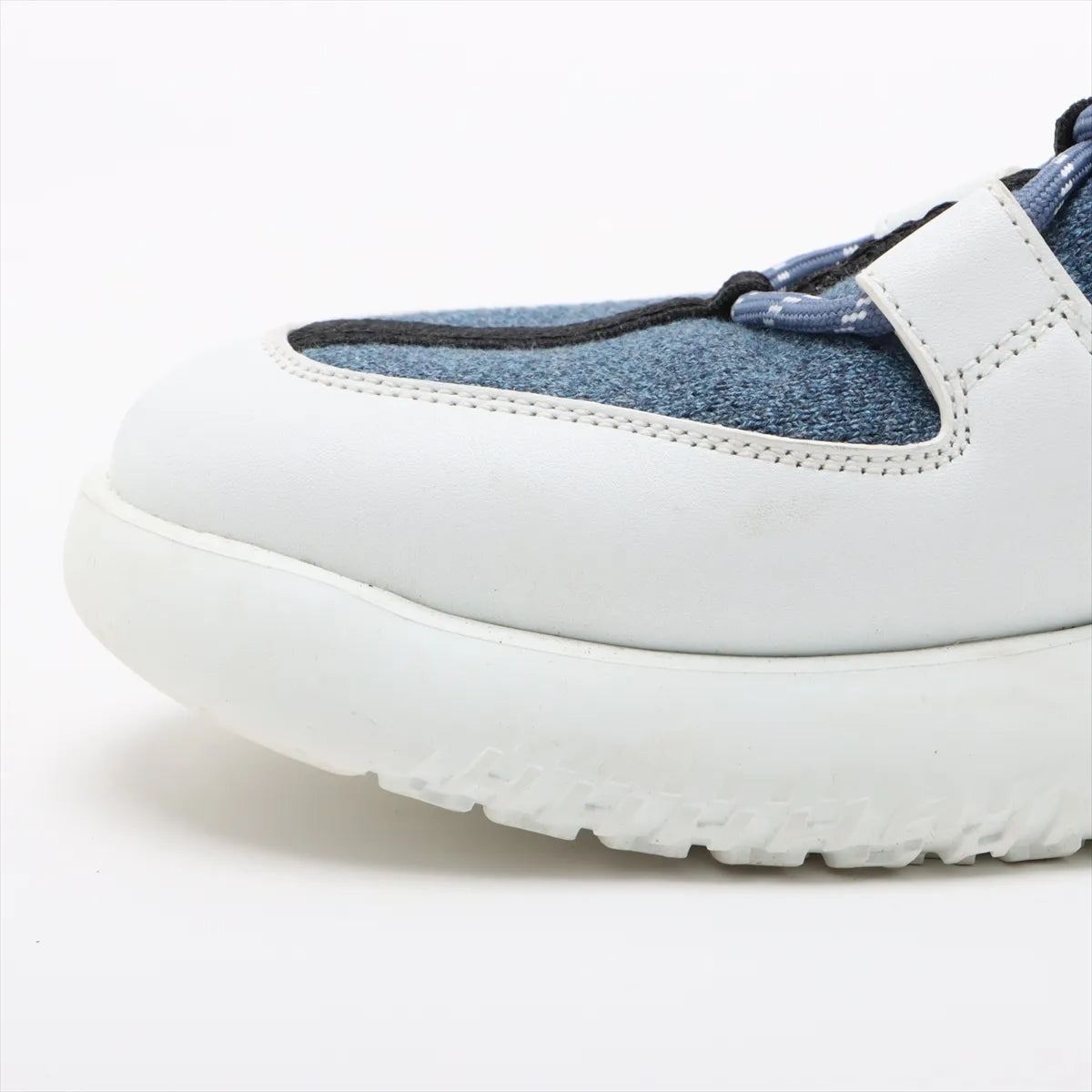 Hermes Duel Knit × Leather Sneakers Blue x White