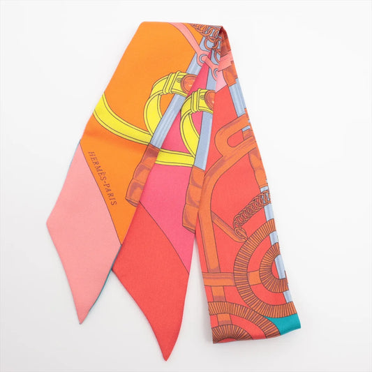 Hermes Twilly Eperon d'or Golden Spurs Silk Orange x Pink