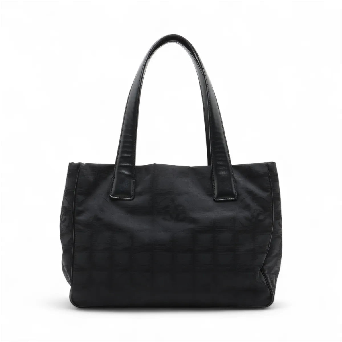 Chanel CC Logo New Travel Line Nylon Leather Tote Bag Black