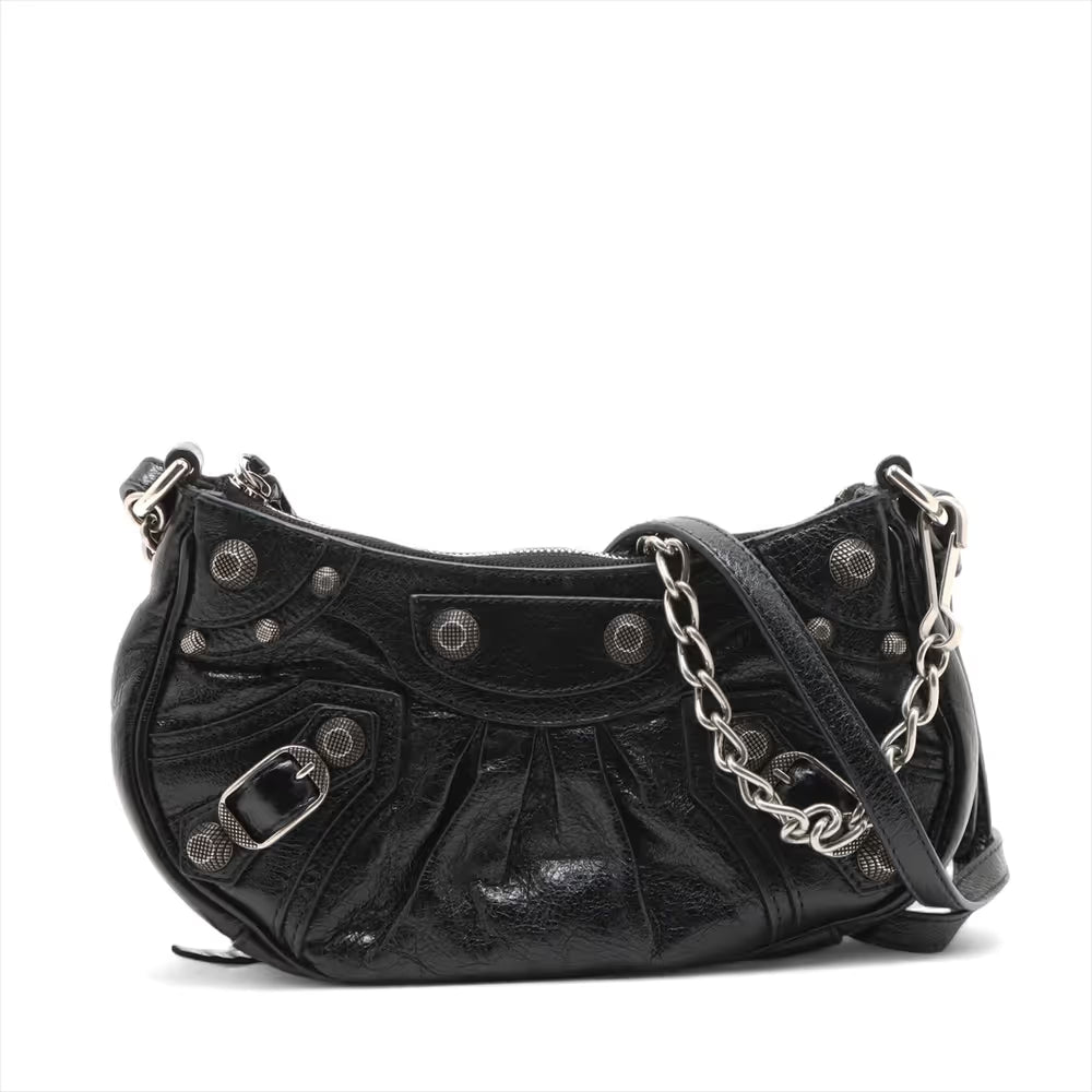Balenciaga Le Cagole Mini Leather Two-Way Shoulder Bag Black