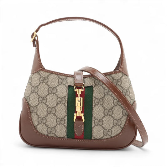 Gucci Jackie 1961 GG Supreme Leather Shoulder Bag Brown