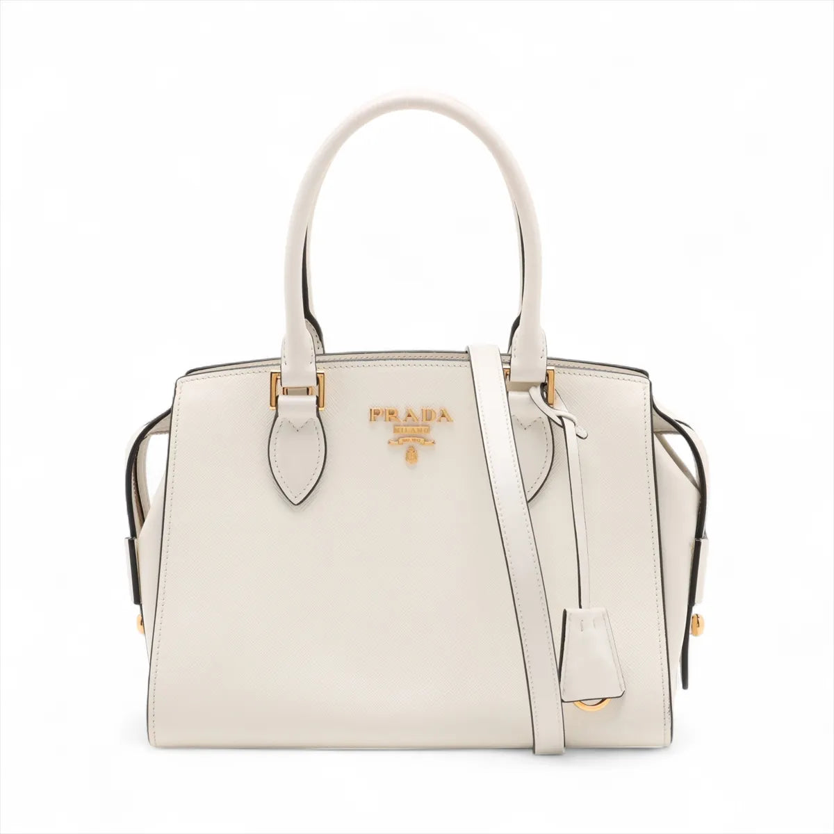 Prada Saffiano Leather Two-Way Handbag White