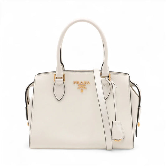Prada Saffiano Leather Two-Way Handbag White