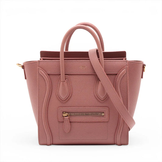 Celine Luggage Nano Shopper Leather Two-Way Handbag Pink