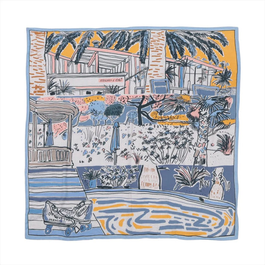 Hermès Carré Géant Rayures D'ete Cashmere & Silk Scarf Blue