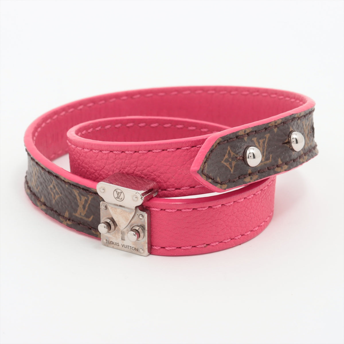 Louis Vuitton Monogram Lockit Double Wrap Bracelet Fuchsia