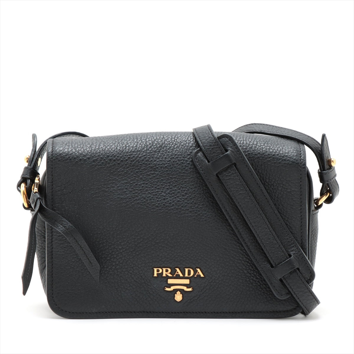 Prada Vitello Leather Crossbody Bag Black