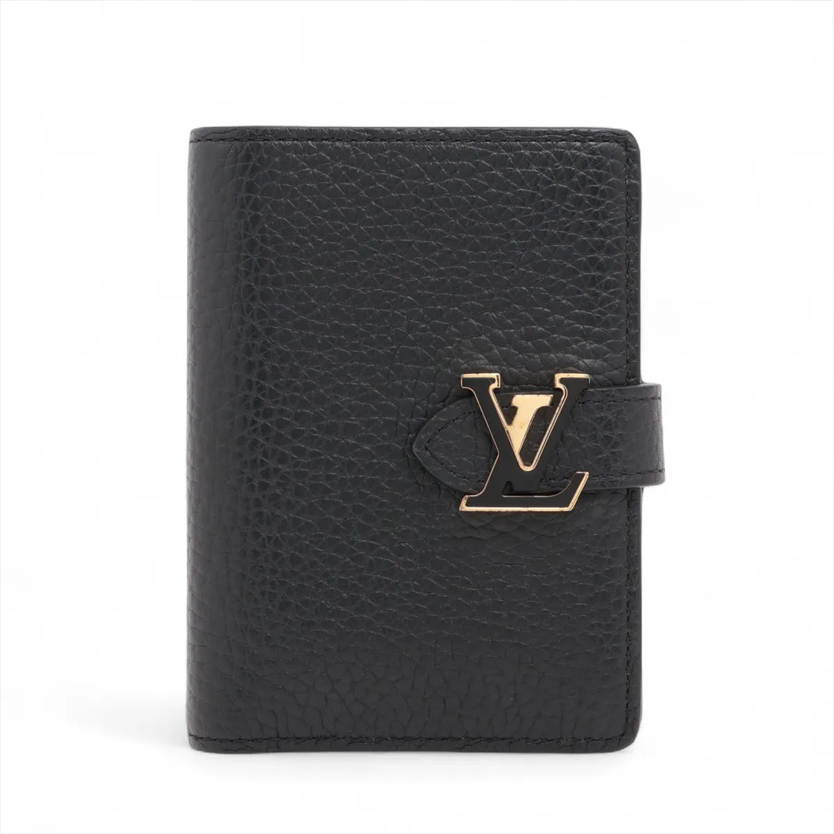 Louis Vuitton Taurillon LV Capucine Vertical Compact Wallet Black