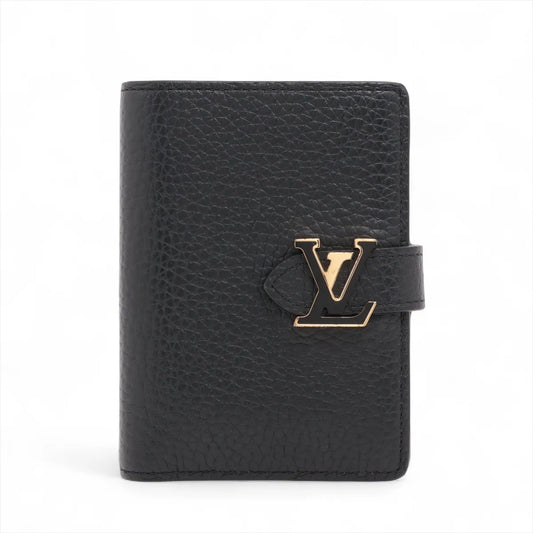Louis Vuitton Taurillon LV Capucine Vertical Compact Wallet Black
