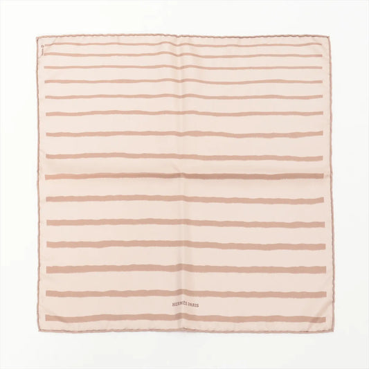 Hermes Carre 45 Stripe Silk Scarf Light Brown