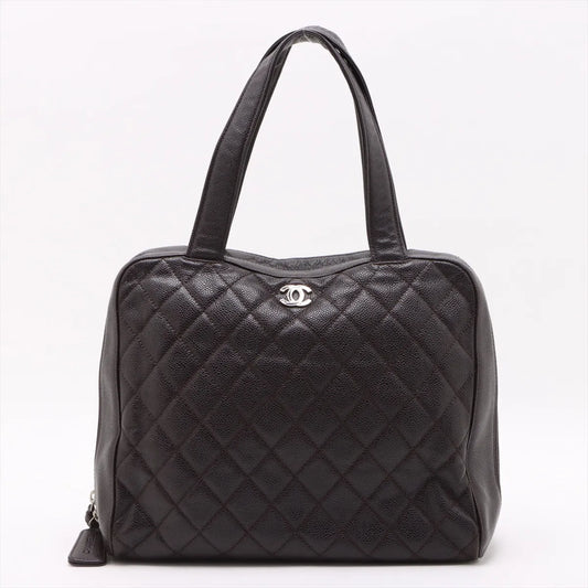 Chanel CC Logo Matelasse Caviar Skin Tote Bag Purple
