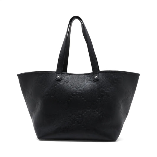 Gucci Jumbo GG Logo Leather Tote Bag Black