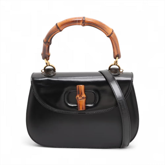 Gucci Bamboo Leather Two-Way Handbag Black