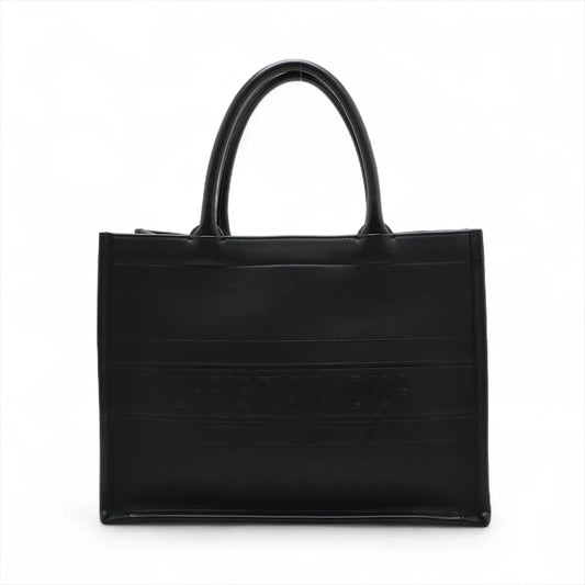 Christian Dior Book Tote Medium Leather Bag Black