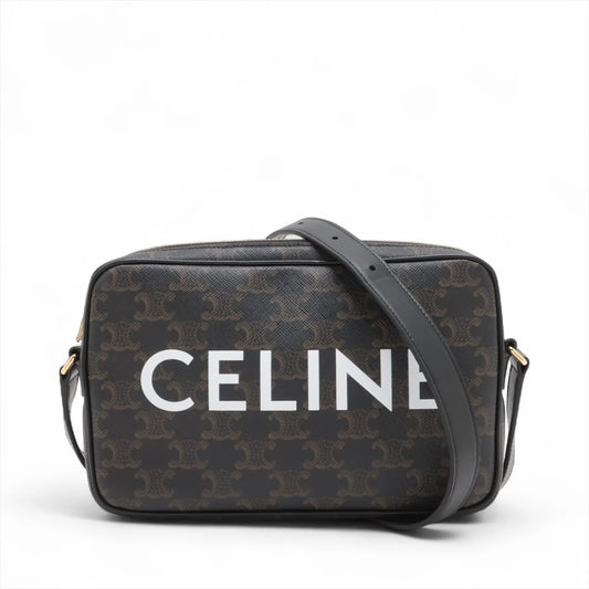 Celine Triomphe Medium Messenger Bag Black x Brown