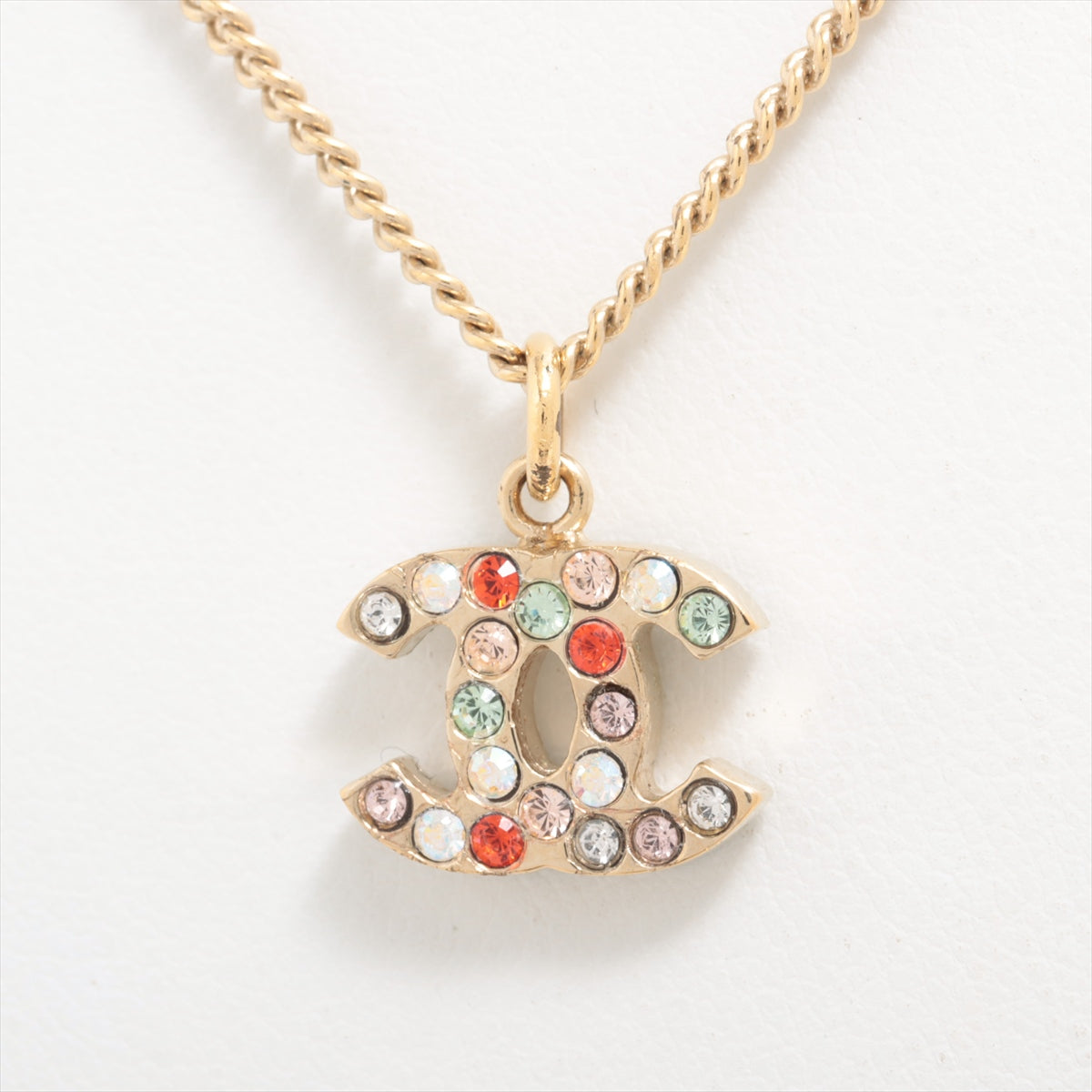 Chanel CC Logo Multicolor Rhinestone Necklace