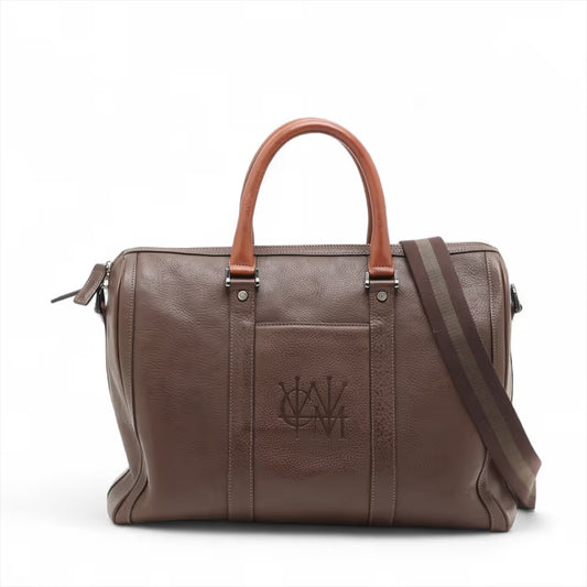 Cocomister Leather Two-Way Boston Bag Brown
