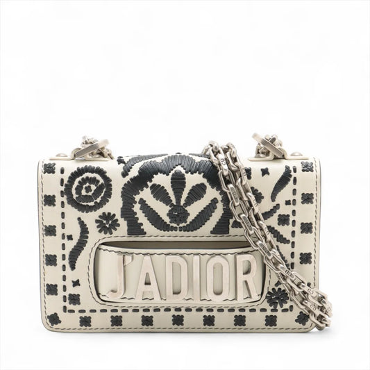 Best Christian Dior J'Adior Embroidered Leather Chain Shoulder Bag White
