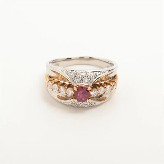 Ruby Diamond Two-Toned Ring White Gold x Platinum