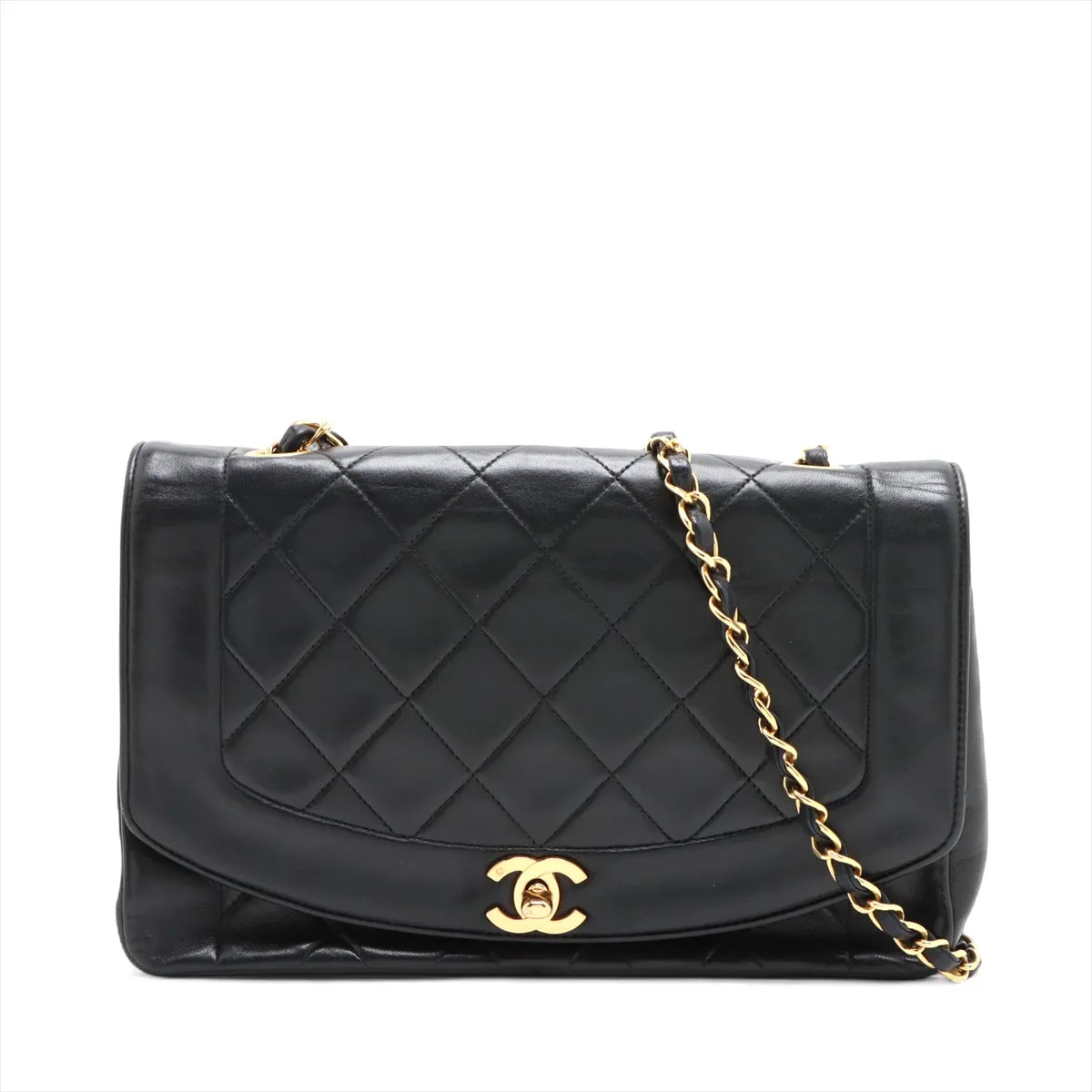 Chanel Diana Matelasse Lambskin Single Flap Single Chain Bag Black
