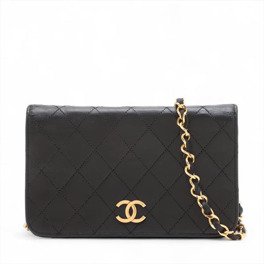 Chanel CC Logo Matelasse Lambskin Chain Shoulder Bag Black