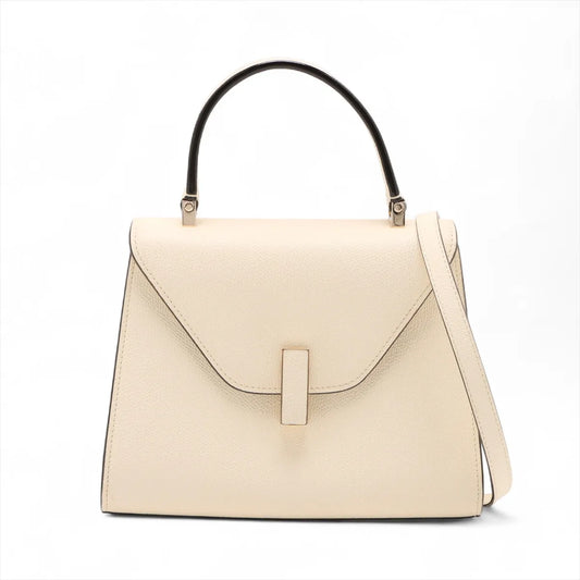 Valextra Iside Mini Leather Two-Way Handbag Ivory
