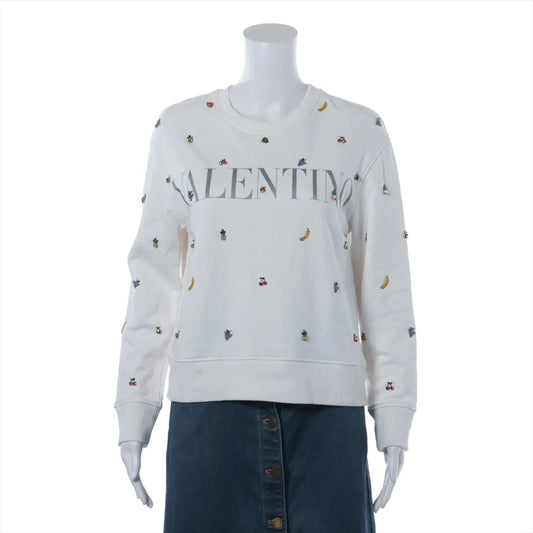 Valentino Fruits Beads Knitted Cotton Sweater White