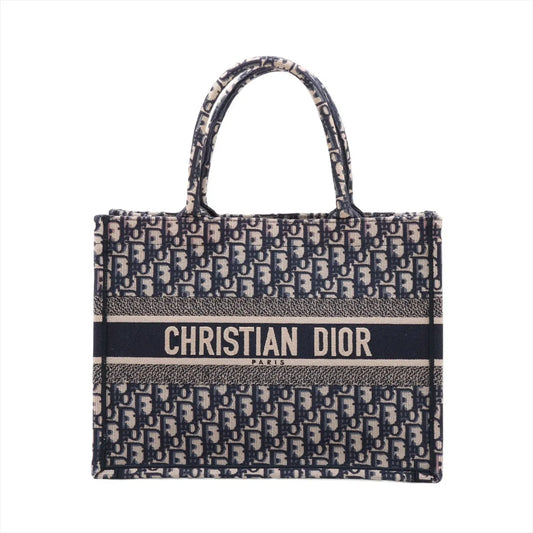 Christian Dior Oblique Book Tote Medium Canvas Bag Navy Blue