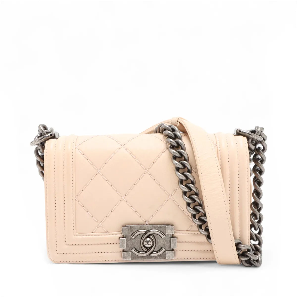 Chanel Boy Chanel 20 Small Lambskin Chain Shoulder Bag Beige